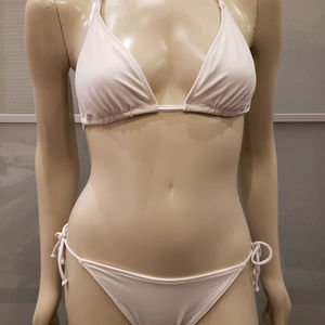 VS - White  String Bikini Cinched Bottoms - Size S